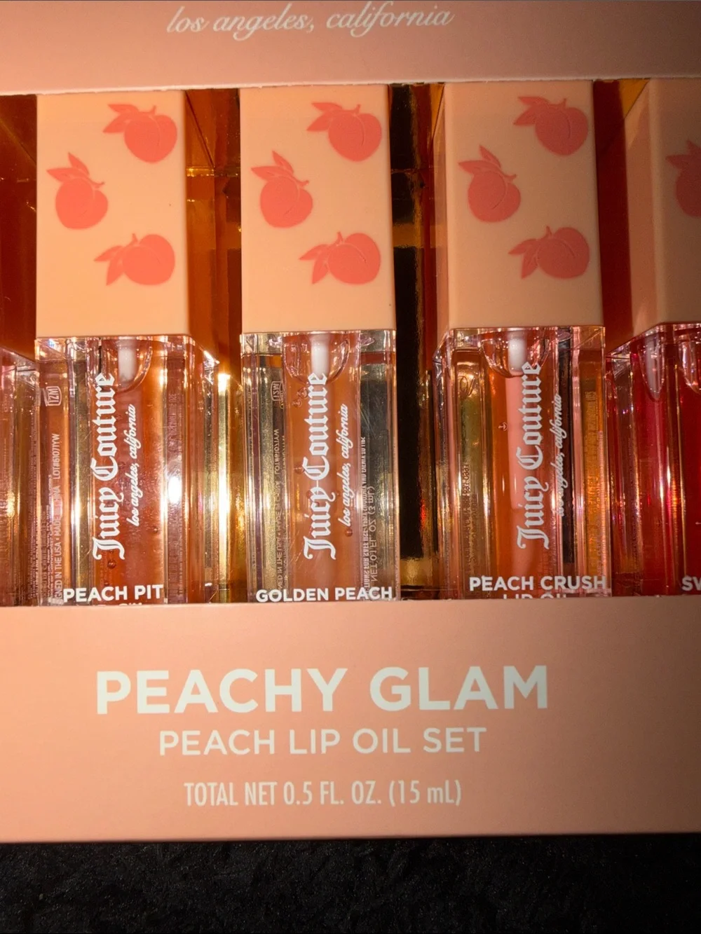 Juicy Couture Peachy Glam Lip Oil Set - Peach, Coral, Gold, Red